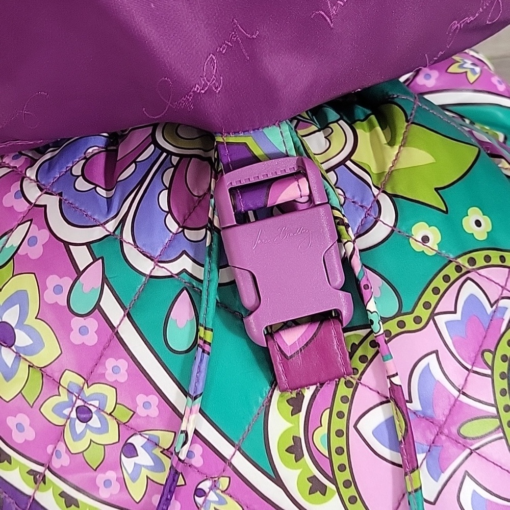 Vera Bradley Heather Purple Paisley Floral Quilted Nylon Backpack - Picture 8 of 12